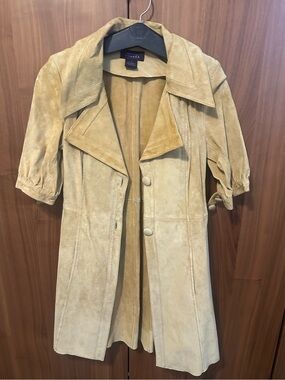 Suzanne Somers Suede Leather Dress Coat